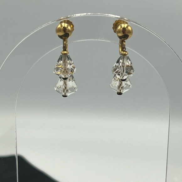 Vintage Simmons Gold Tone Crystal Bead Necklace & Matching Screw Back Earrings - Picture 3 of 14